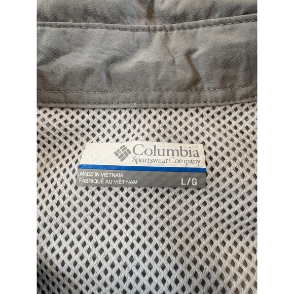 Columbia PFG Shirt Large Gray Utility Gorpcore Tactical Outdoor Minimalist Fish - Picture 3 of 8